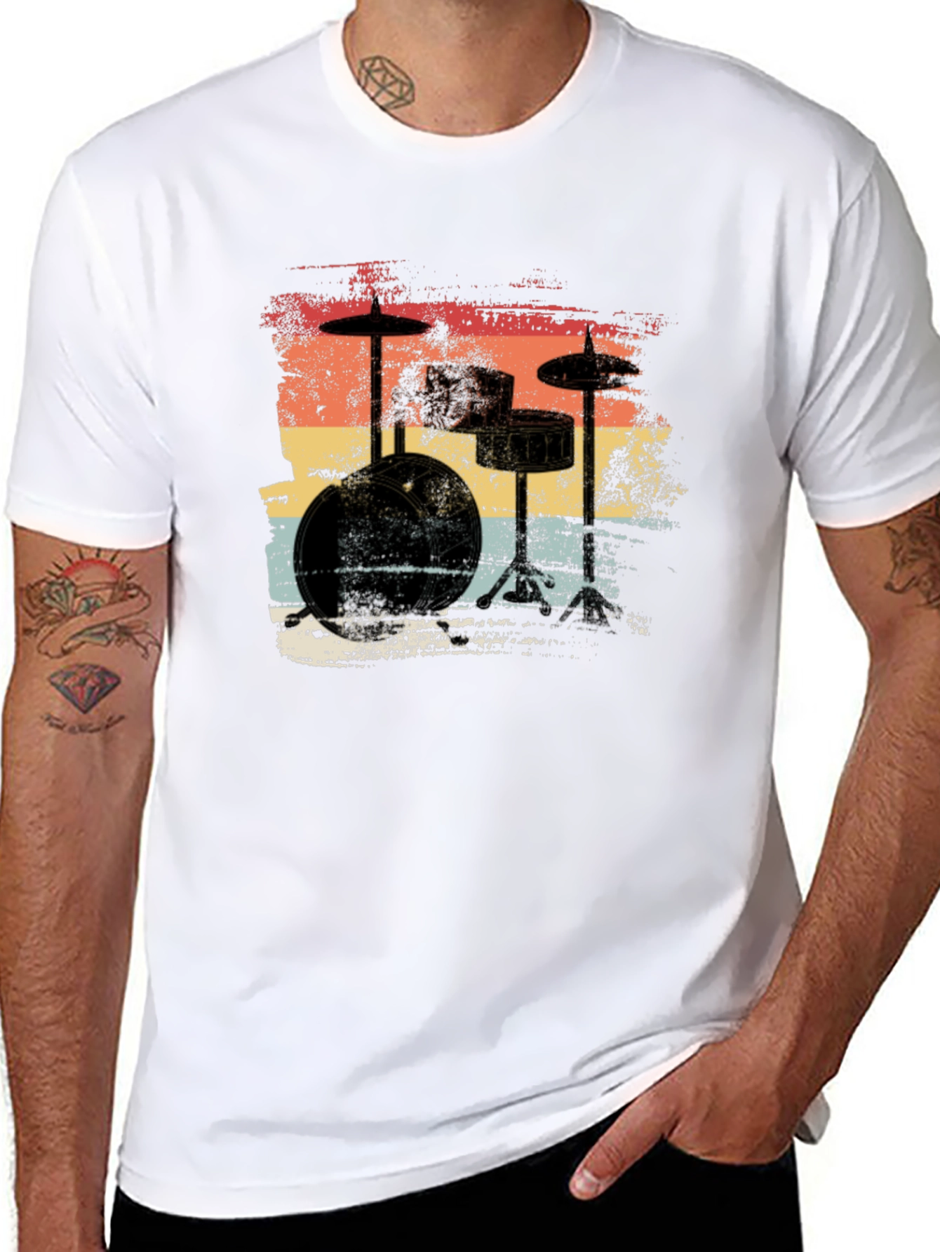 Retro Drum Set T-Shirt - Vintage Style Music Tee