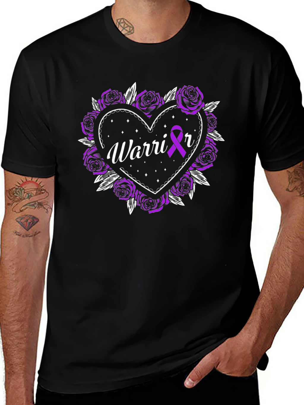 Warrior Heart Purple Ribbon Graphic Tee