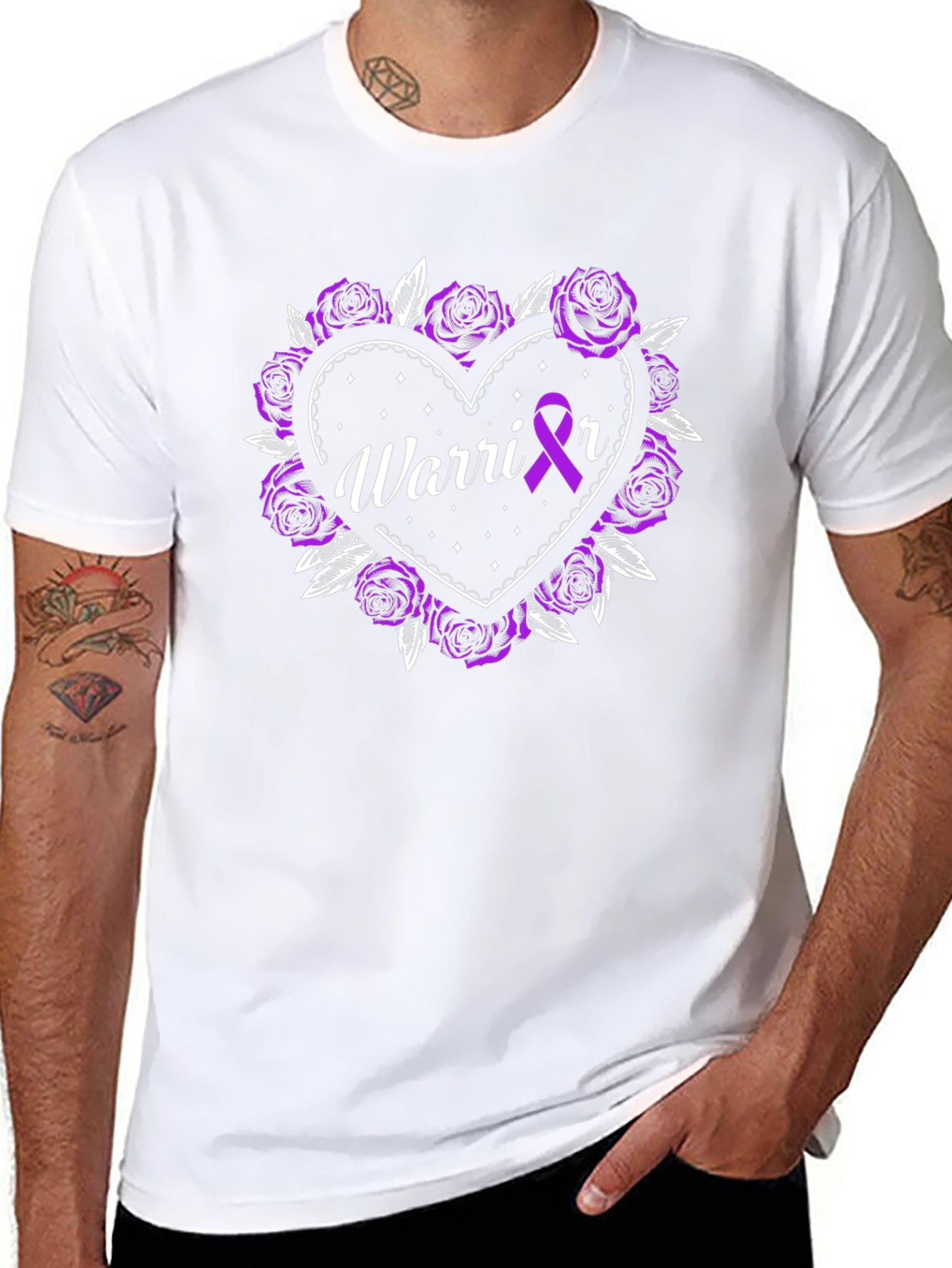 Warrior Heart Purple Ribbon Graphic Tee