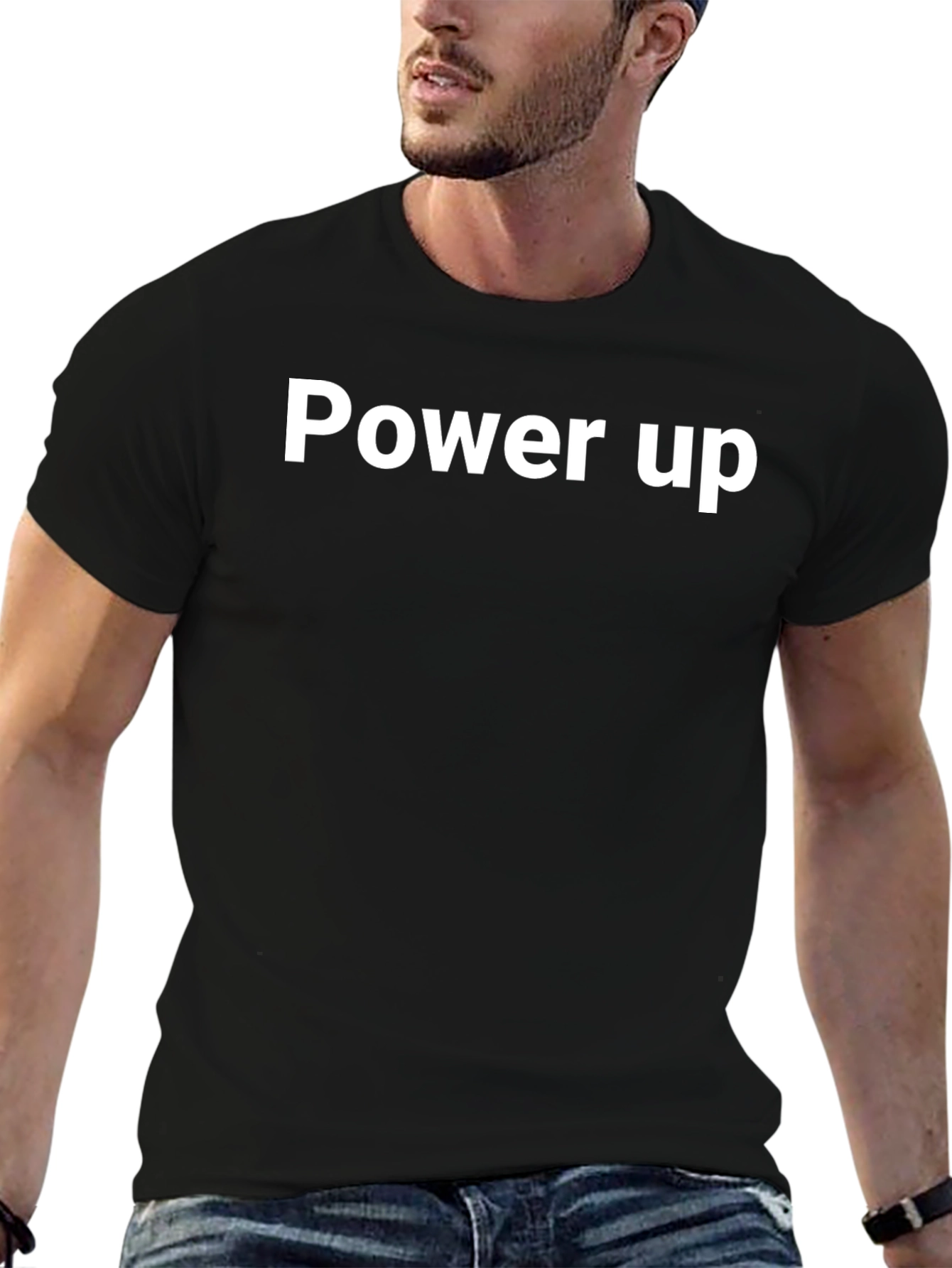 Power Up Black Graphic Tee