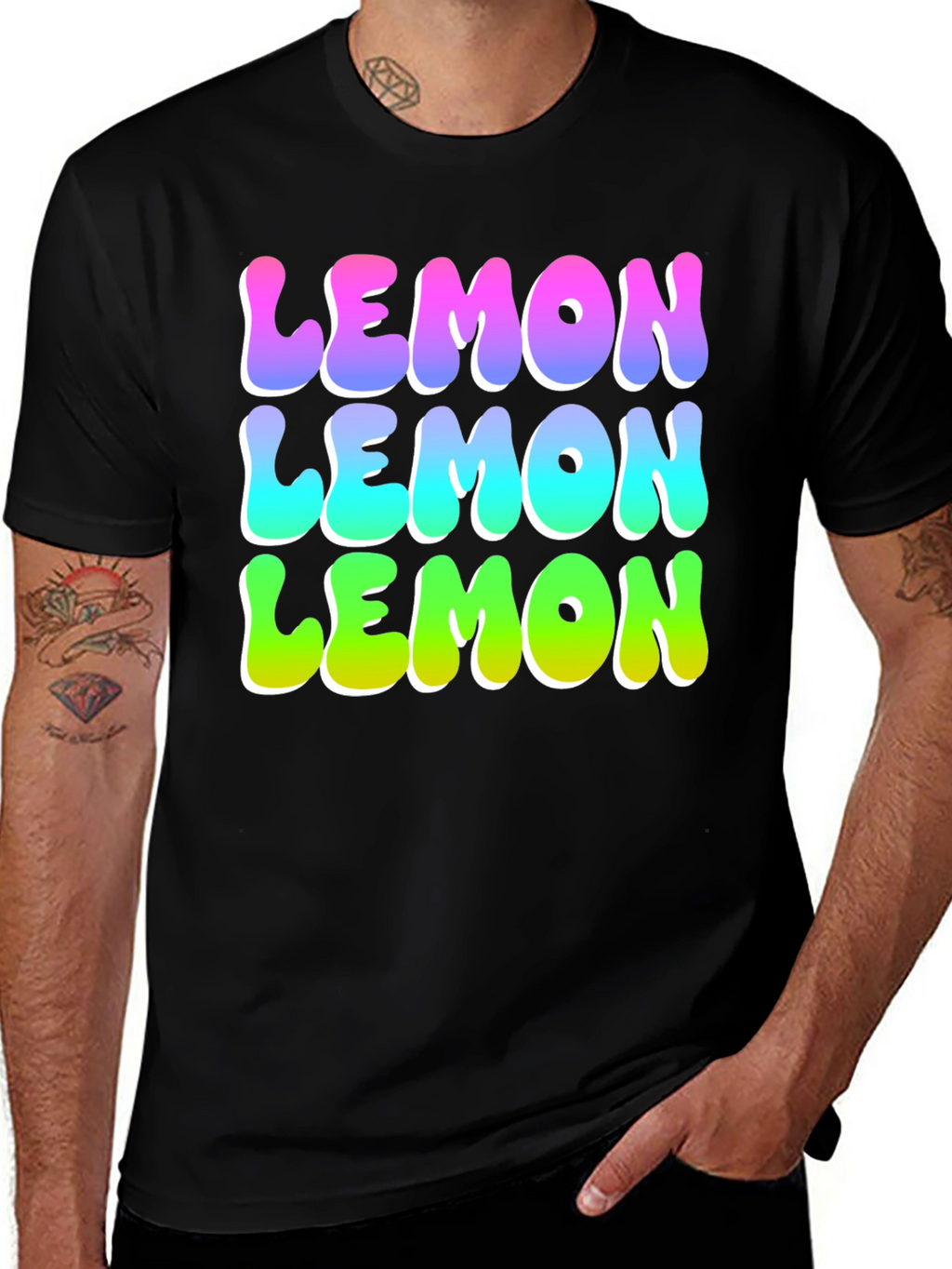 Lemon Graphic Tee - Funky Fruit Design Black T-Shirt
