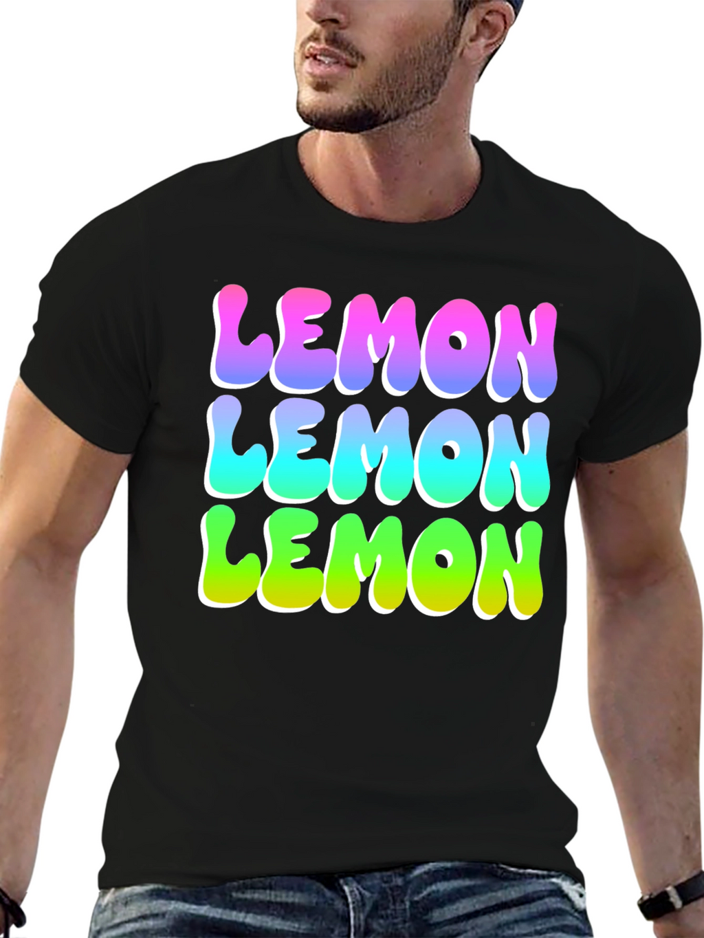 Lemon Graphic Tee - Funky Fruit Design Black T-Shirt