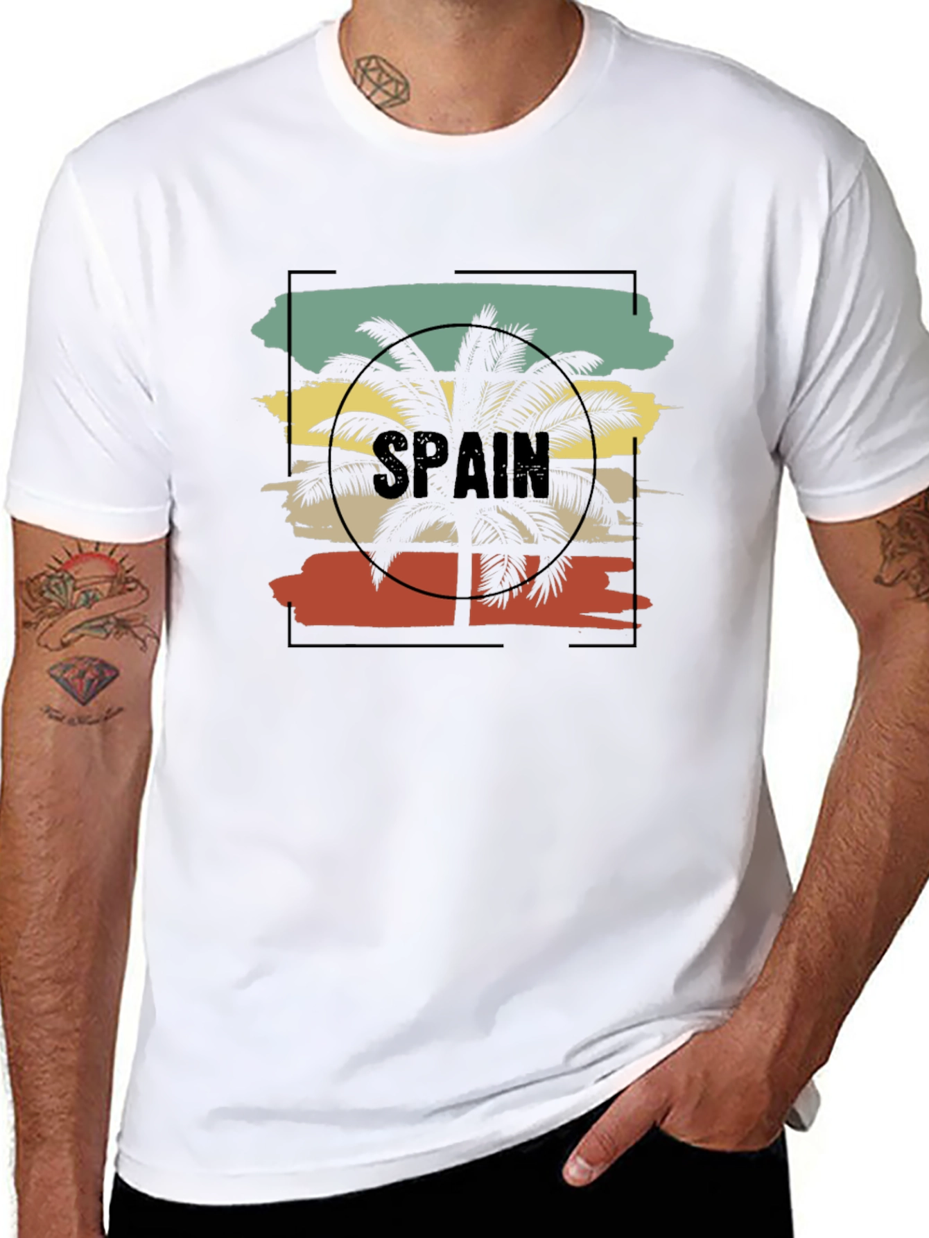 Spain Palm Tree Graphic Tee - Retro Style