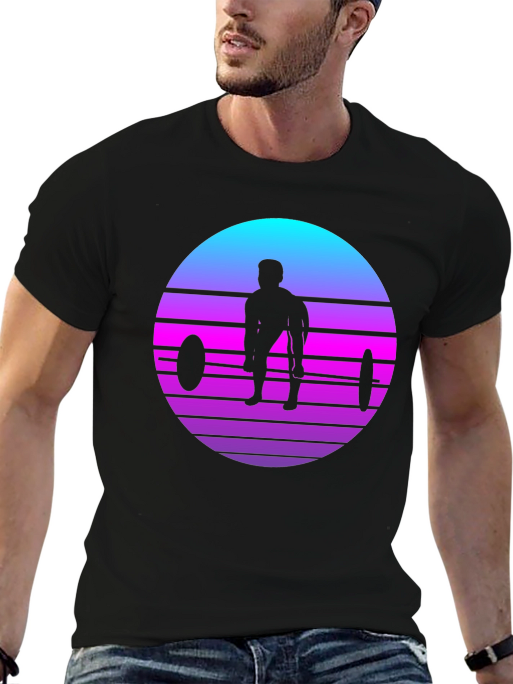 Retro Weightlifting Sunset T-Shirt