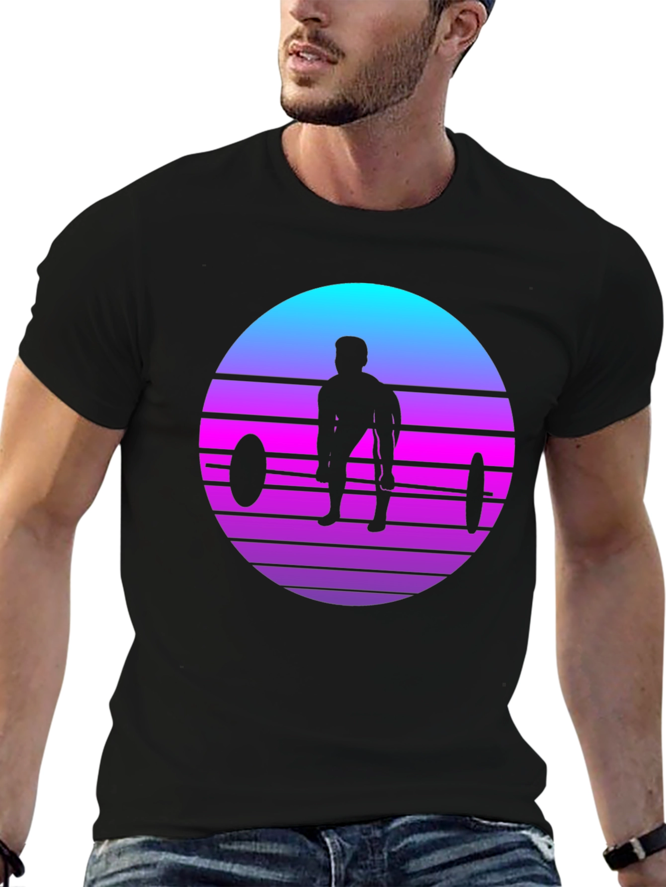 Retro Weightlifting Sunset T-Shirt