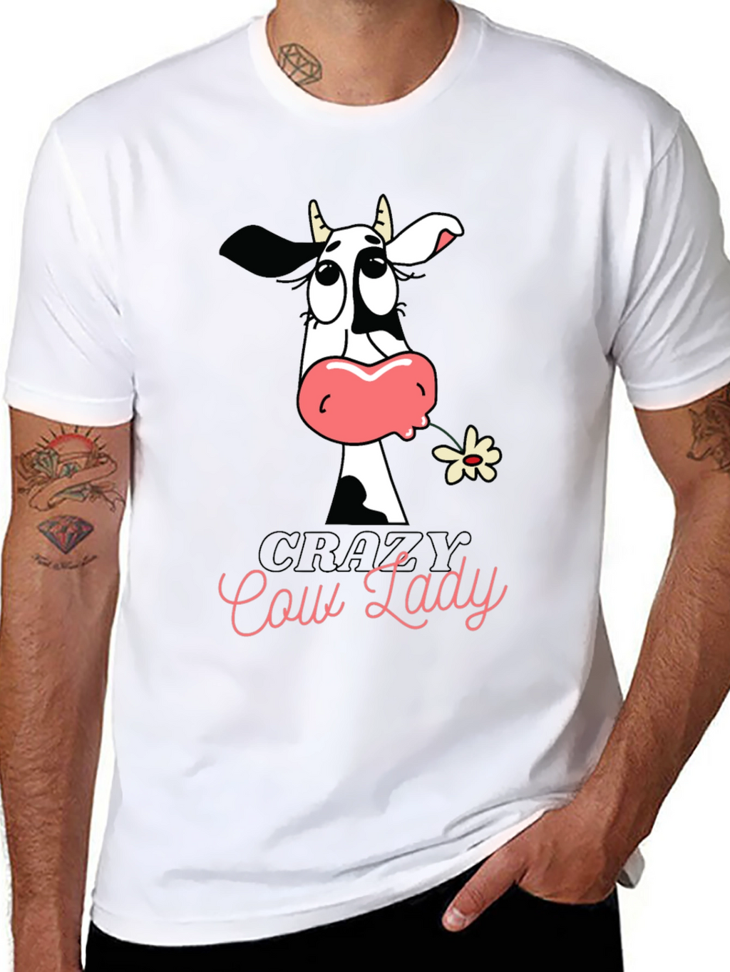 Crazy Cow Lady Graphic Tee - Black Cotton T-Shirt