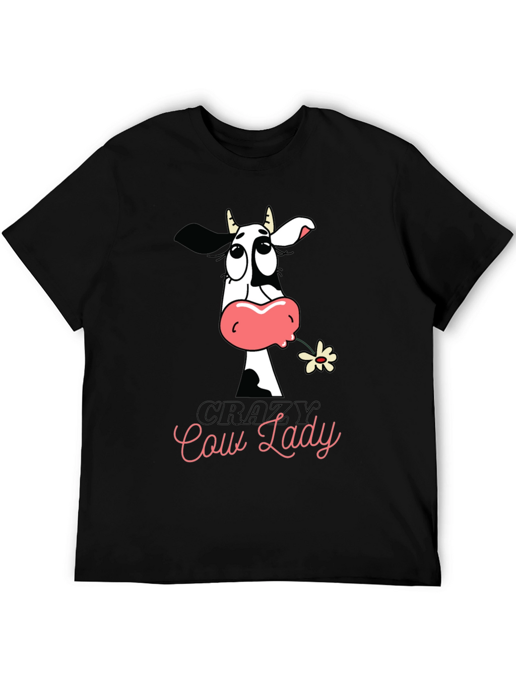 Crazy Cow Lady Graphic Tee - Black Cotton T-Shirt
