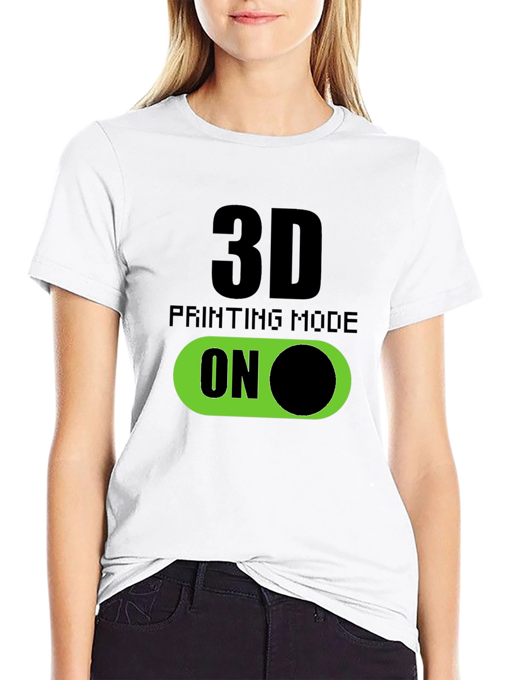 3D Printing Mode On T-Shirt - Black