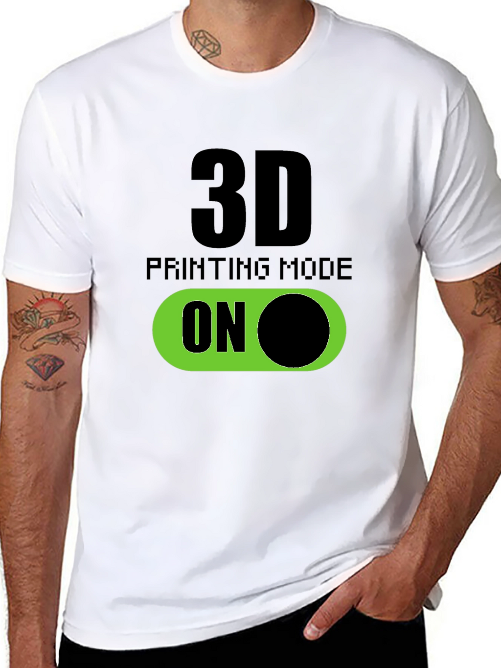 3D Printing Mode On T-Shirt - Black