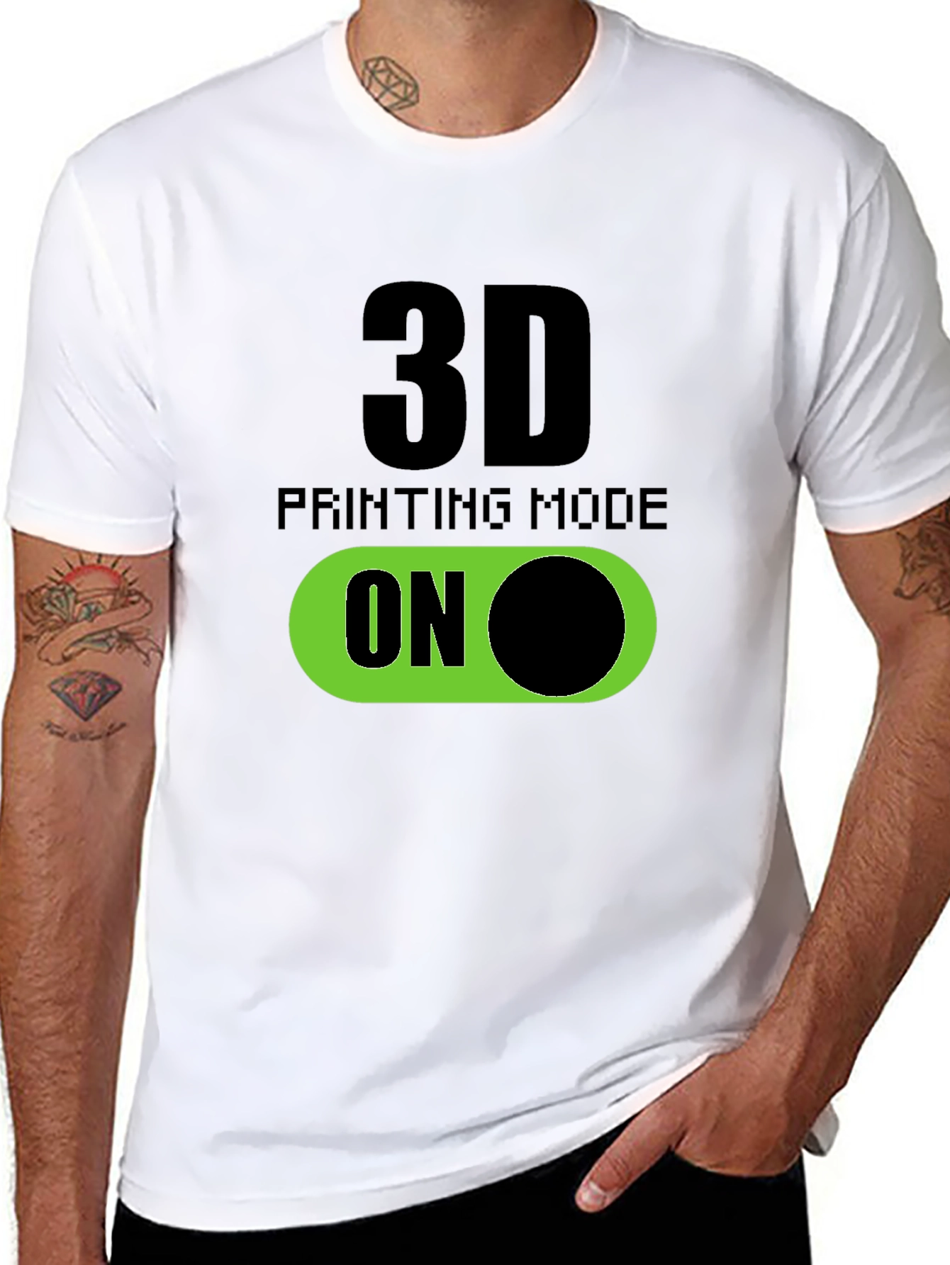 3D Printing Mode On T-Shirt - Black