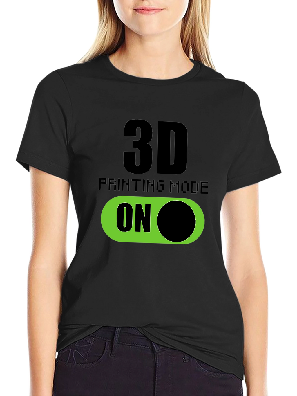 3D Printing Mode On T-Shirt - Black