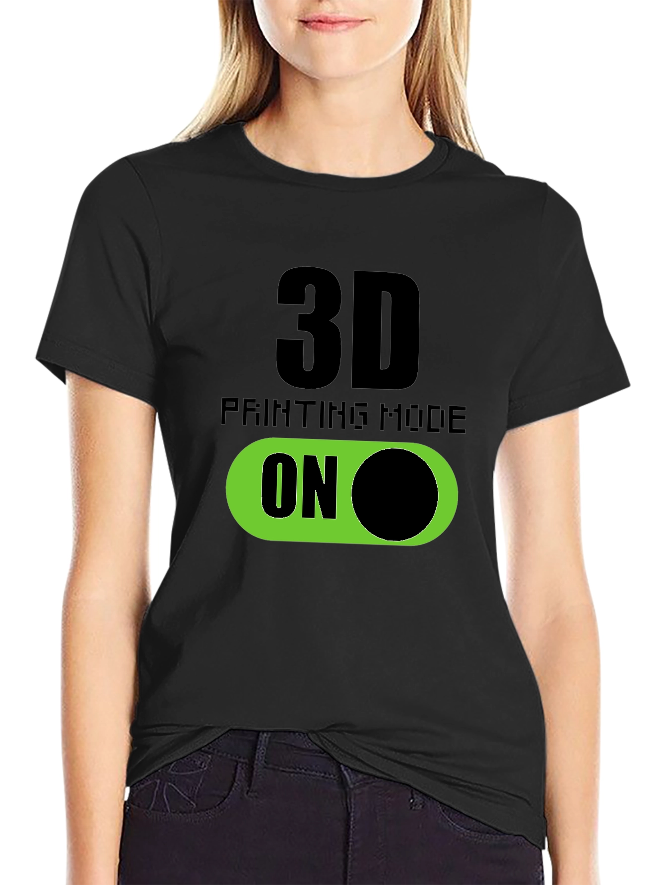 3D Printing Mode On T-Shirt - Black