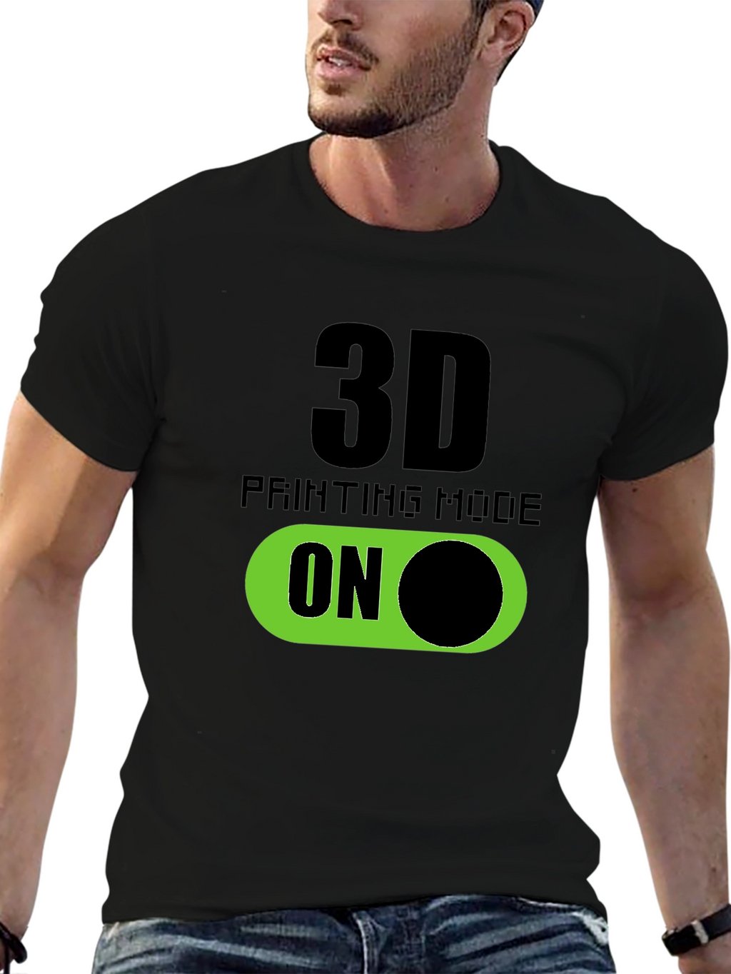 3D Printing Mode On T-Shirt - Black