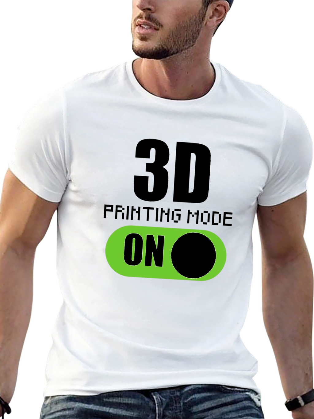 3D Printing Mode On T-Shirt - Black