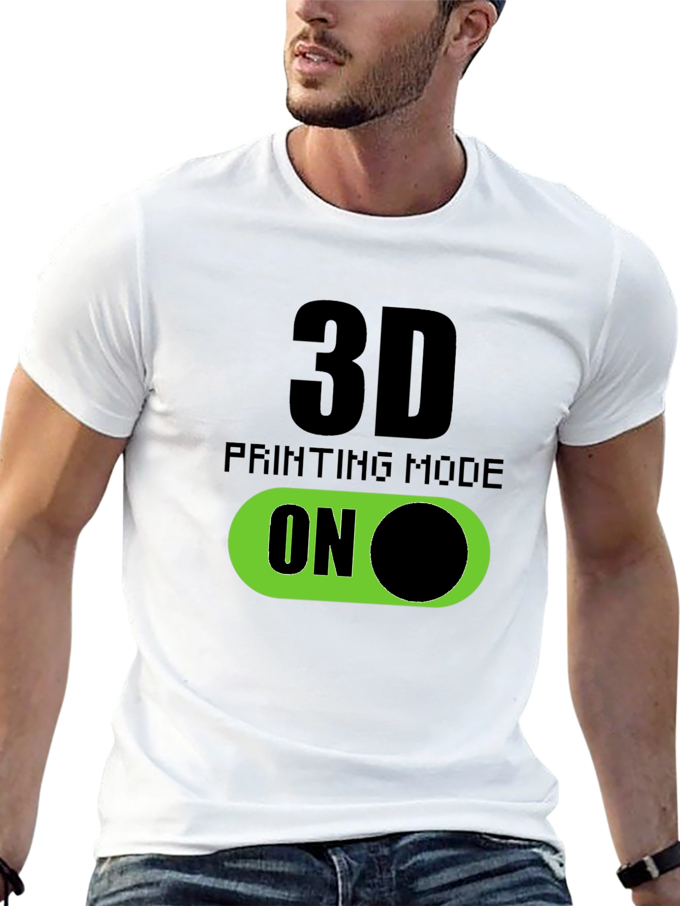 3D Printing Mode On T-Shirt - Black