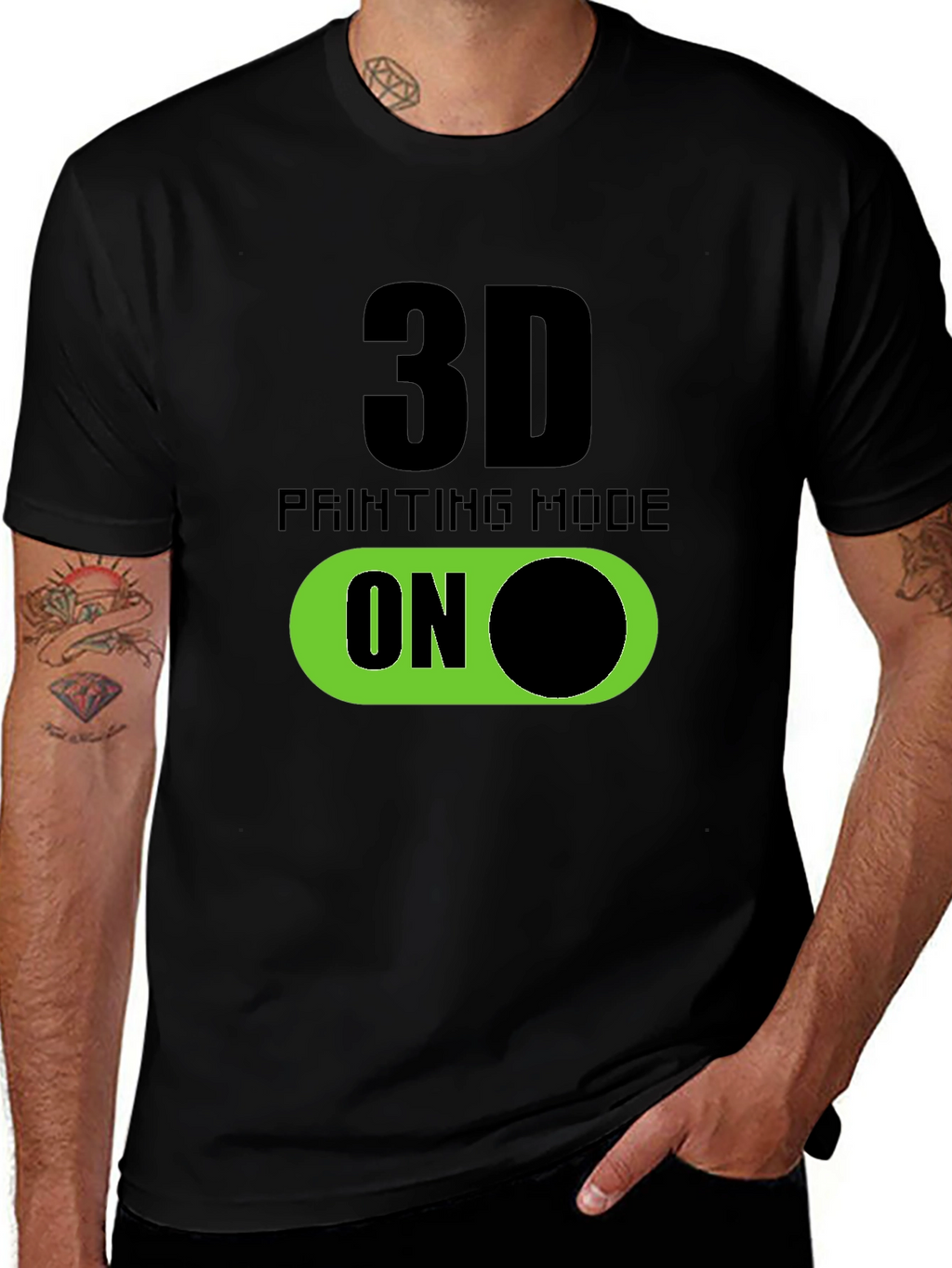 3D Printing Mode On T-Shirt - Black