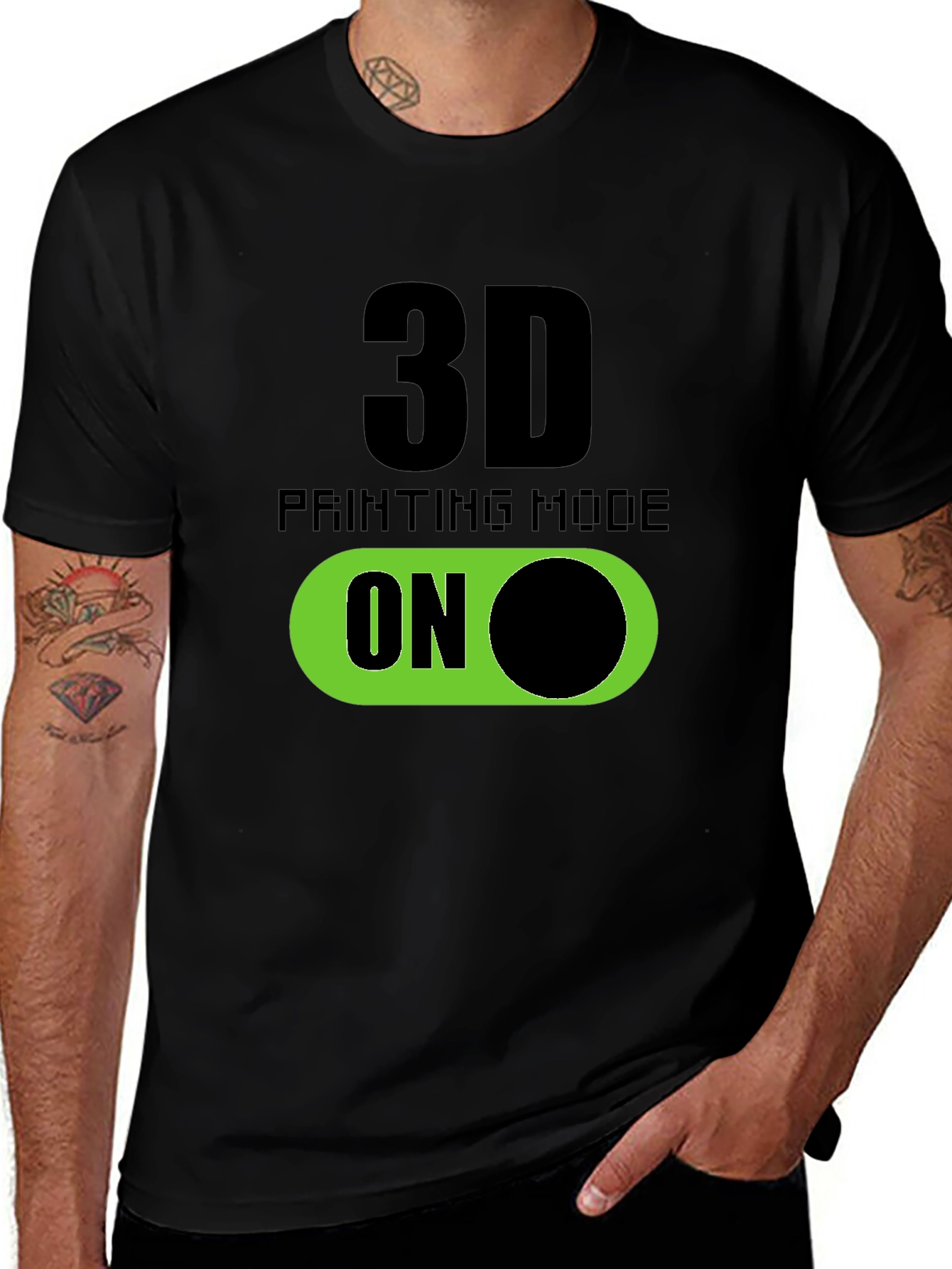 3D Printing Mode On T-Shirt - Black