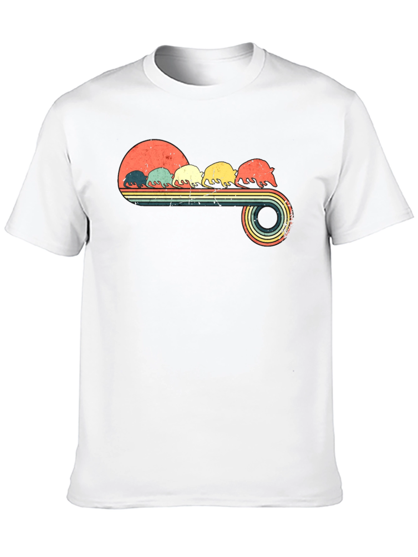Retro Armadillo T-Shirt - Vintage Sunset Design