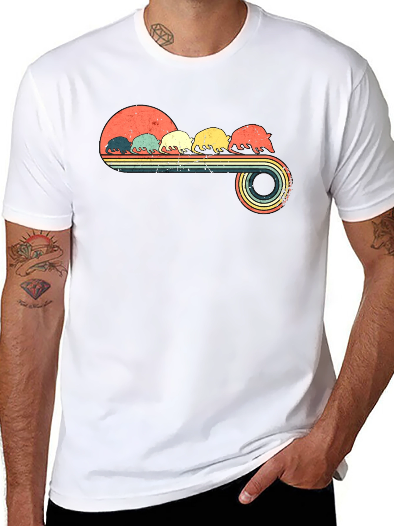 Retro Armadillo T-Shirt - Vintage Sunset Design