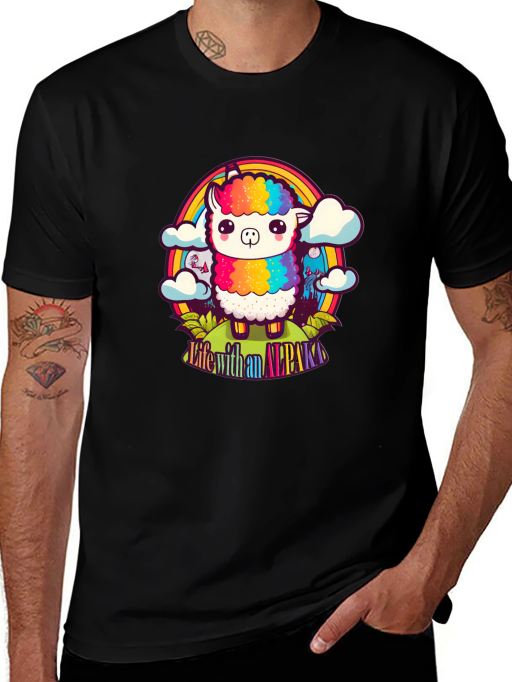 Life with an Alpaca Rainbow T-Shirt