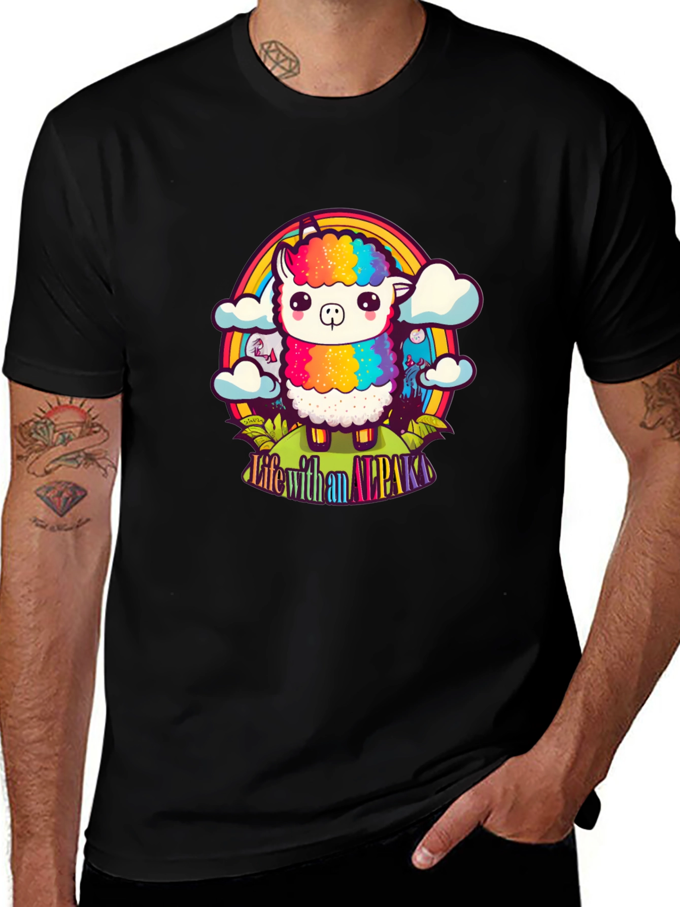 Life with an Alpaca Rainbow T-Shirt