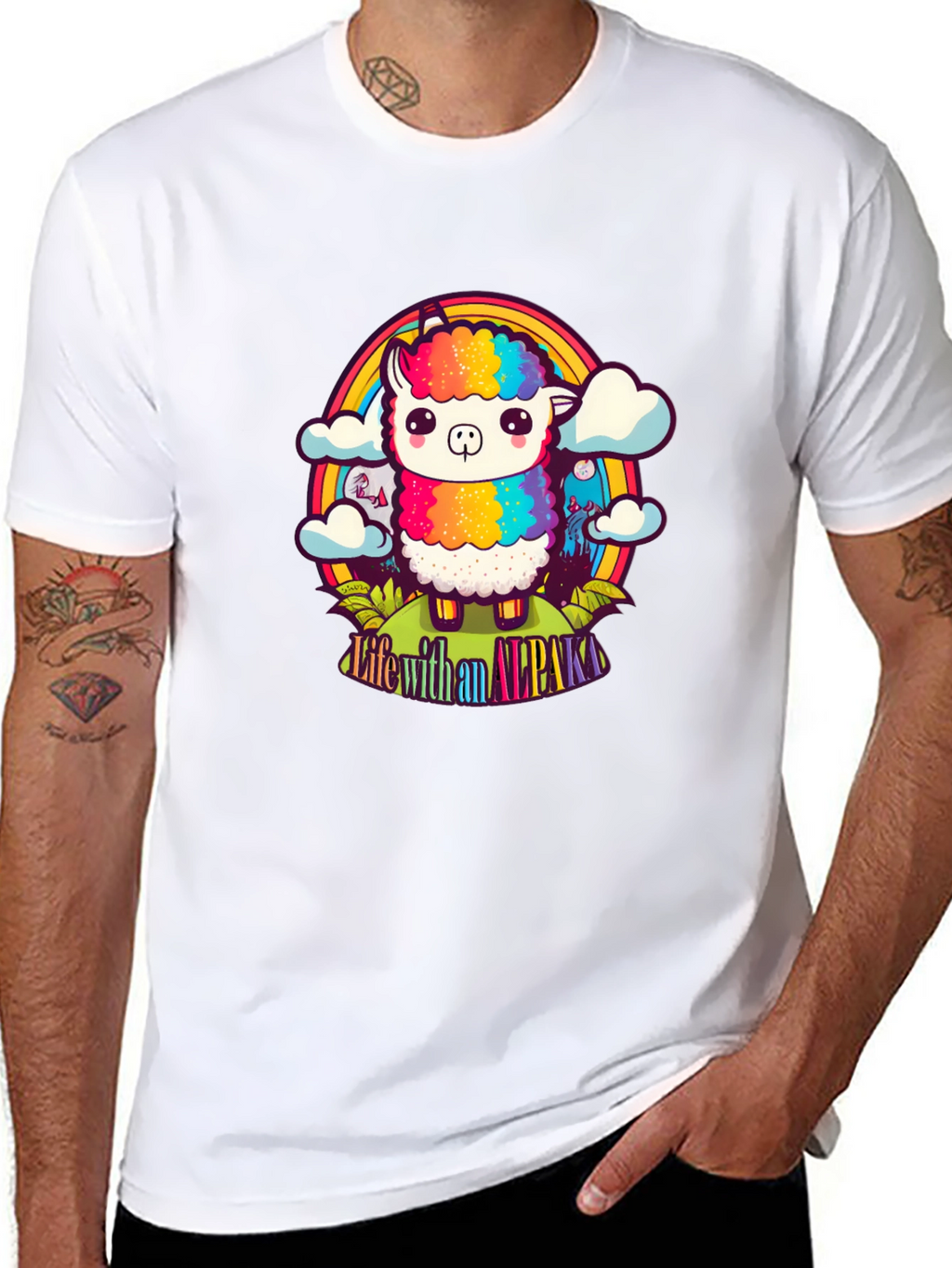 Life with an Alpaca Rainbow T-Shirt