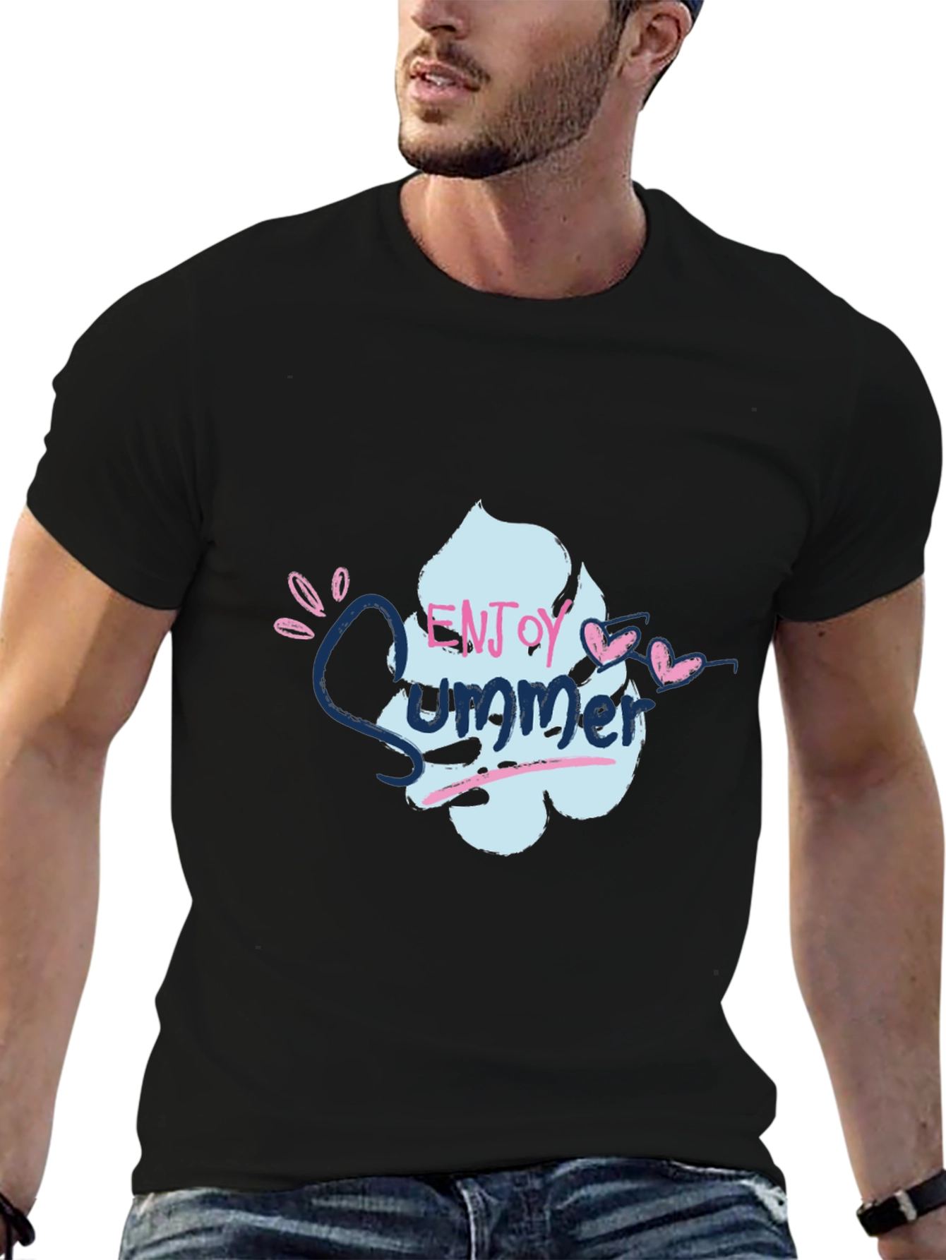 Enjoy Summer Graphic Tee - Soft Cotton Black T-Shirt