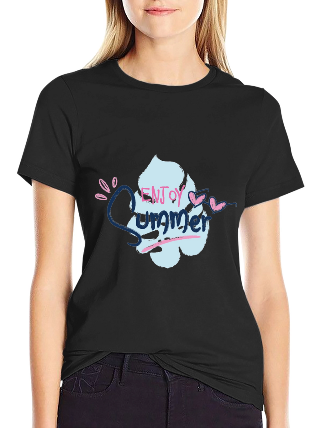 Enjoy Summer Graphic Tee - Soft Cotton Black T-Shirt