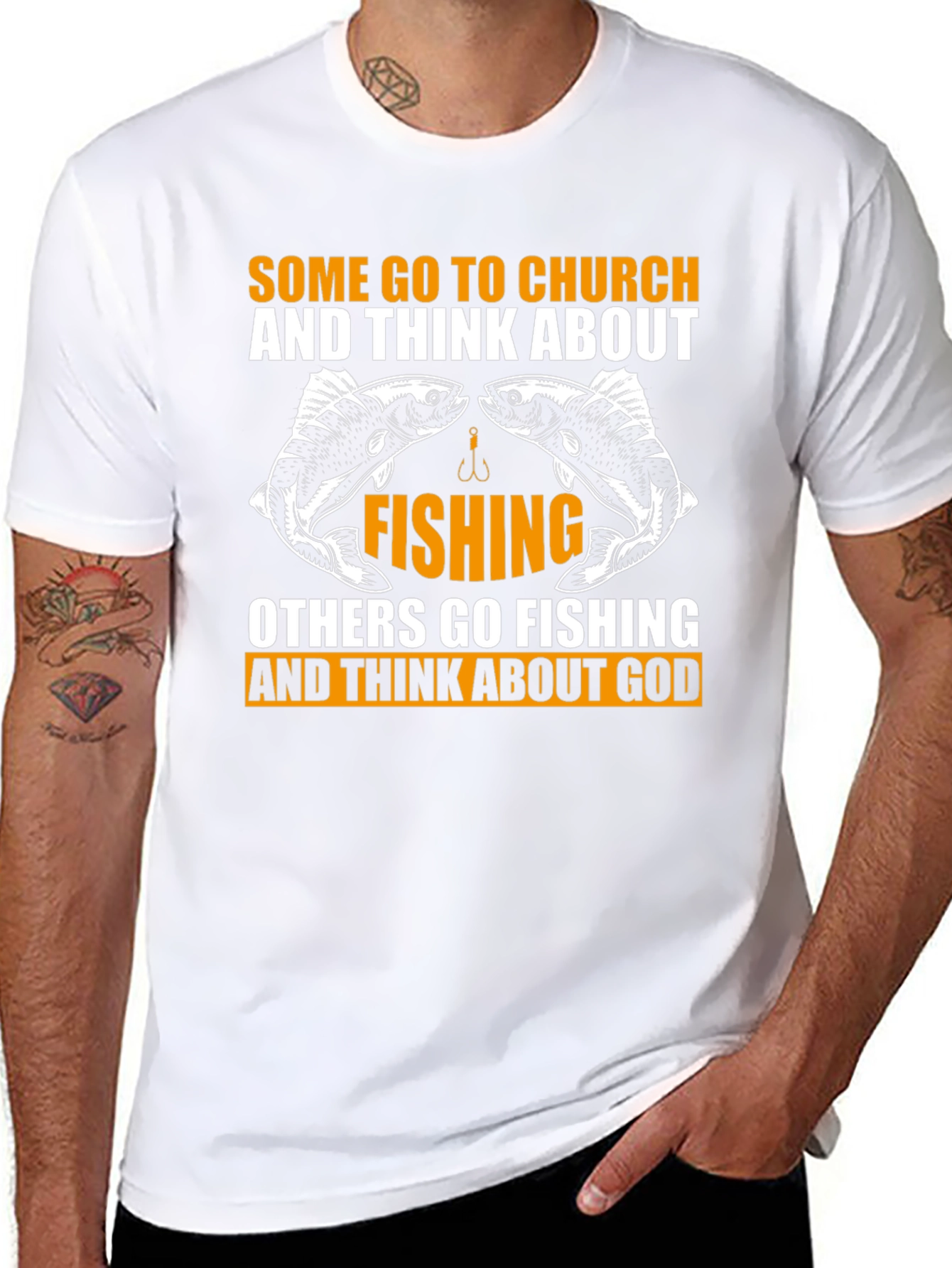 Fishing & God Graphic Tee - Black Cotton T-Shirt