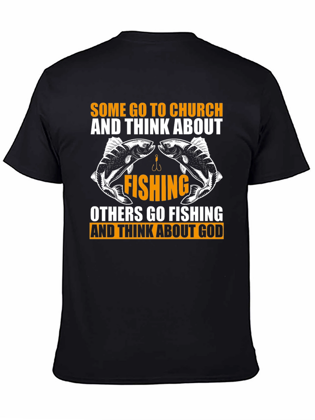 Fishing & God Graphic Tee - Black Cotton T-Shirt