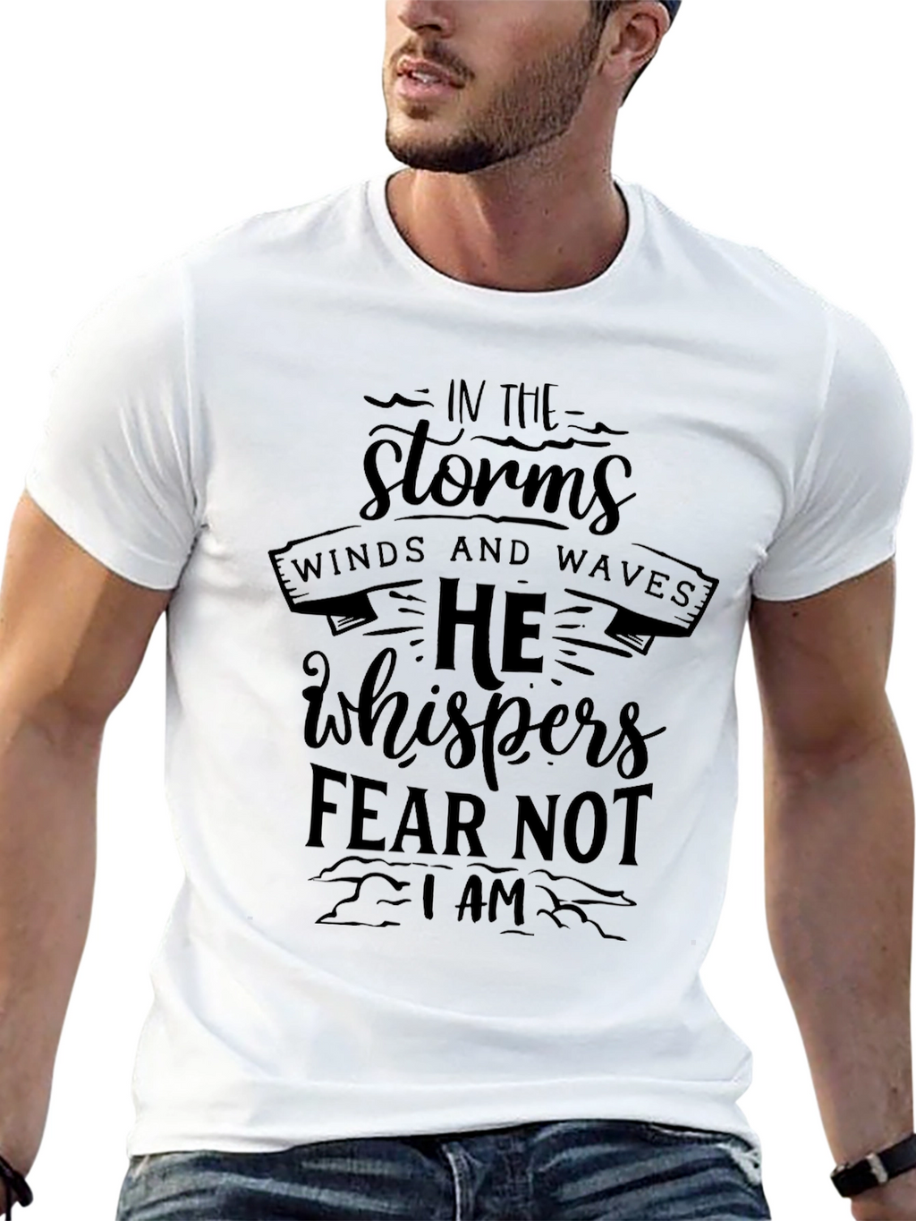 Storms He Whispers Mens Black T-Shirt