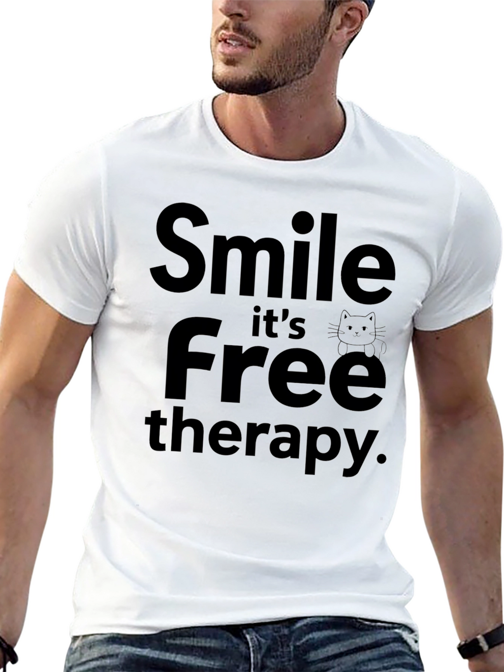Smile its Free Therapy Black T-Shirt
