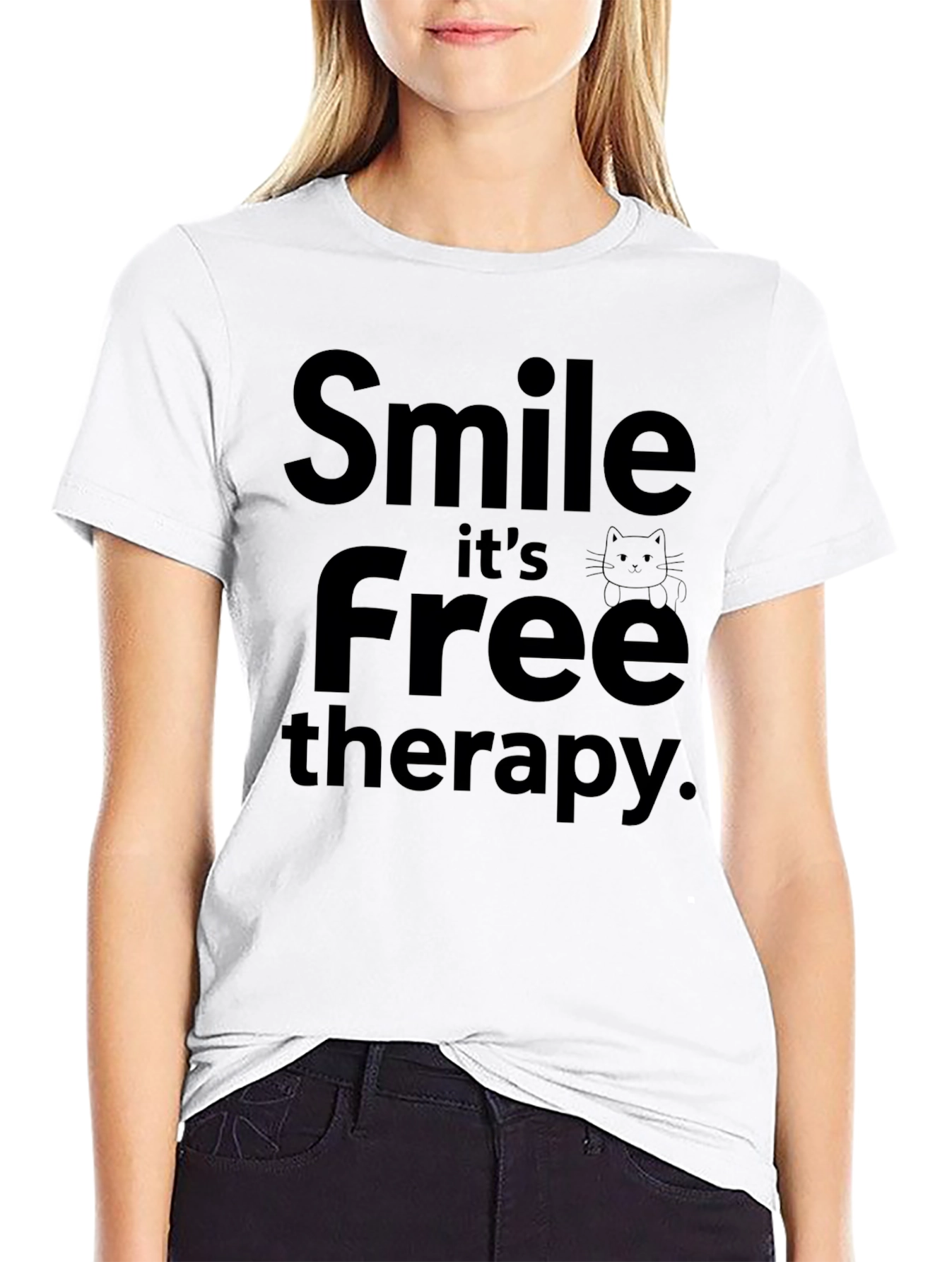 Smile its Free Therapy Black T-Shirt