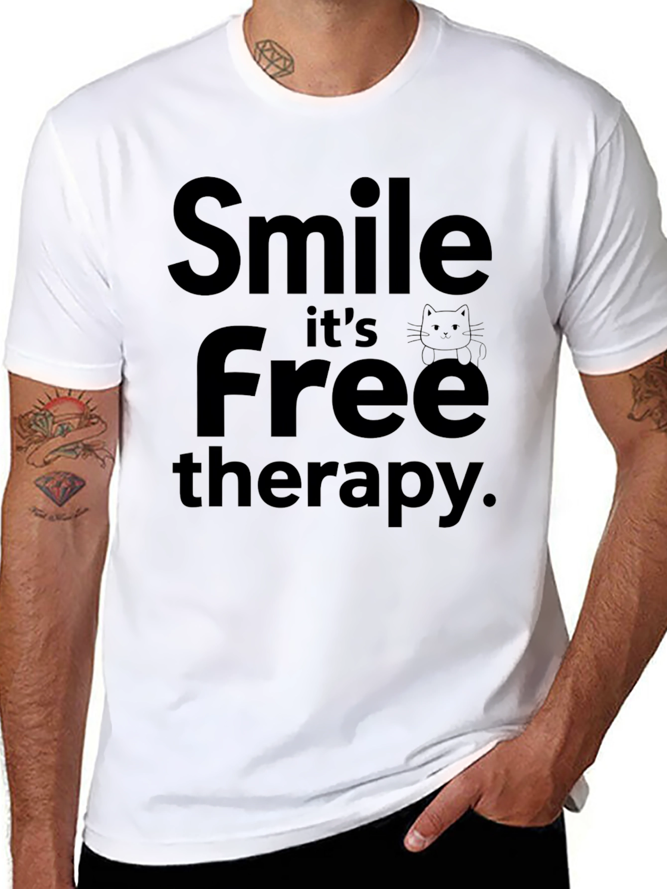 Smile its Free Therapy Black T-Shirt