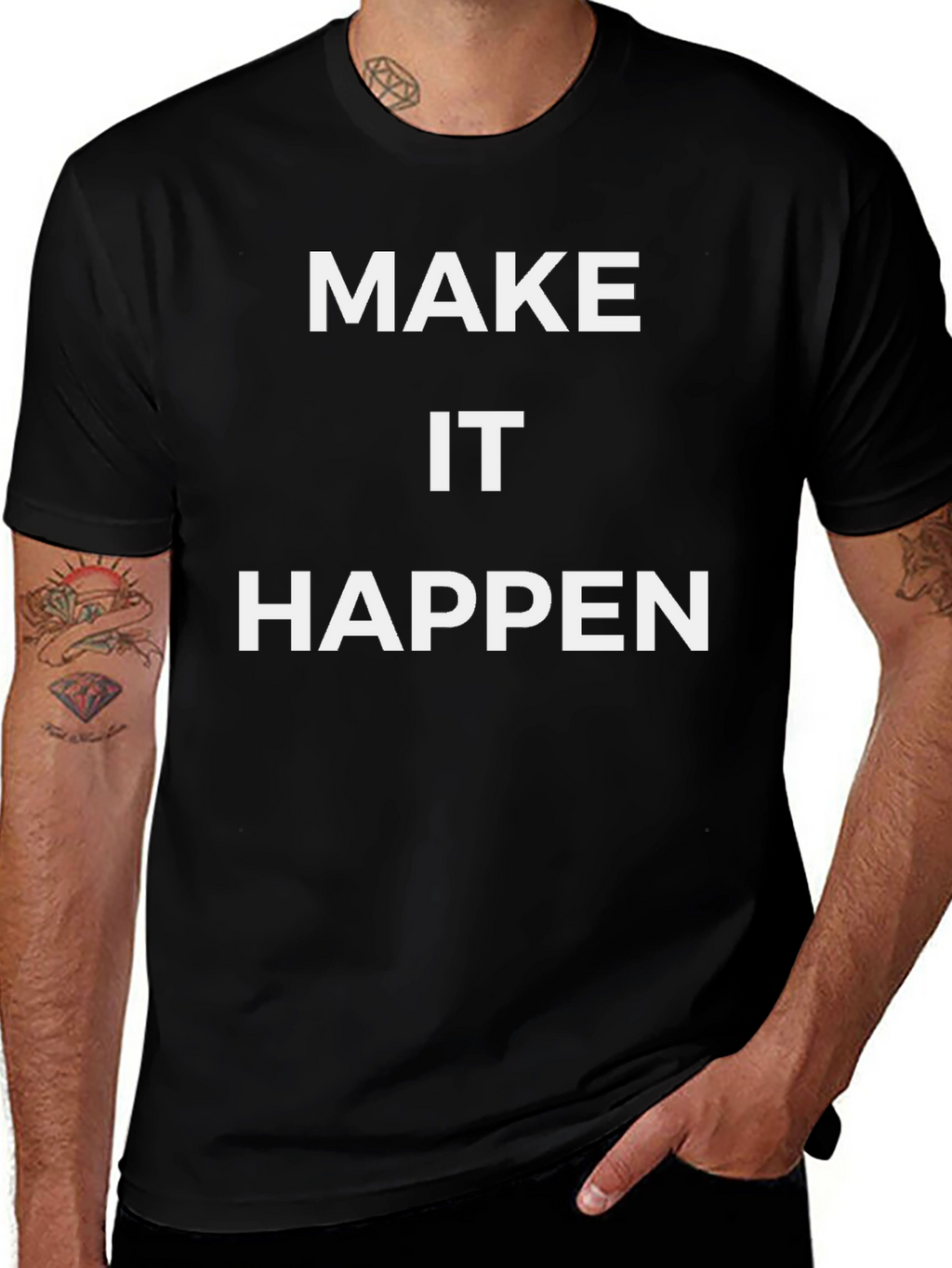Make It Happen Graphic Tee - Black Cotton T-Shirt