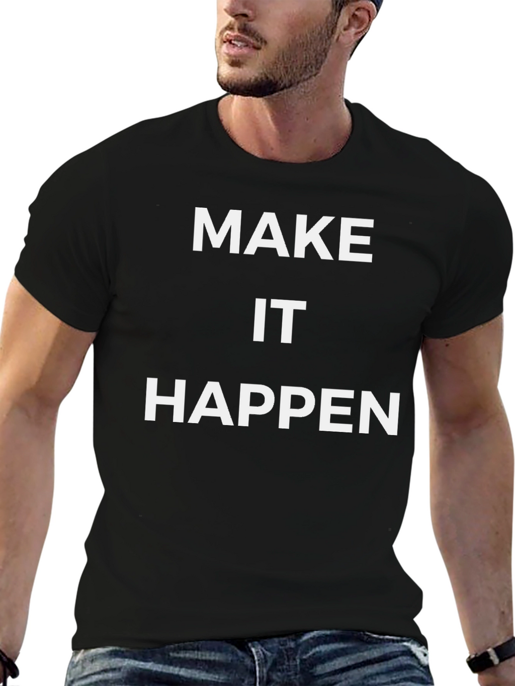 Make It Happen Graphic Tee - Black Cotton T-Shirt