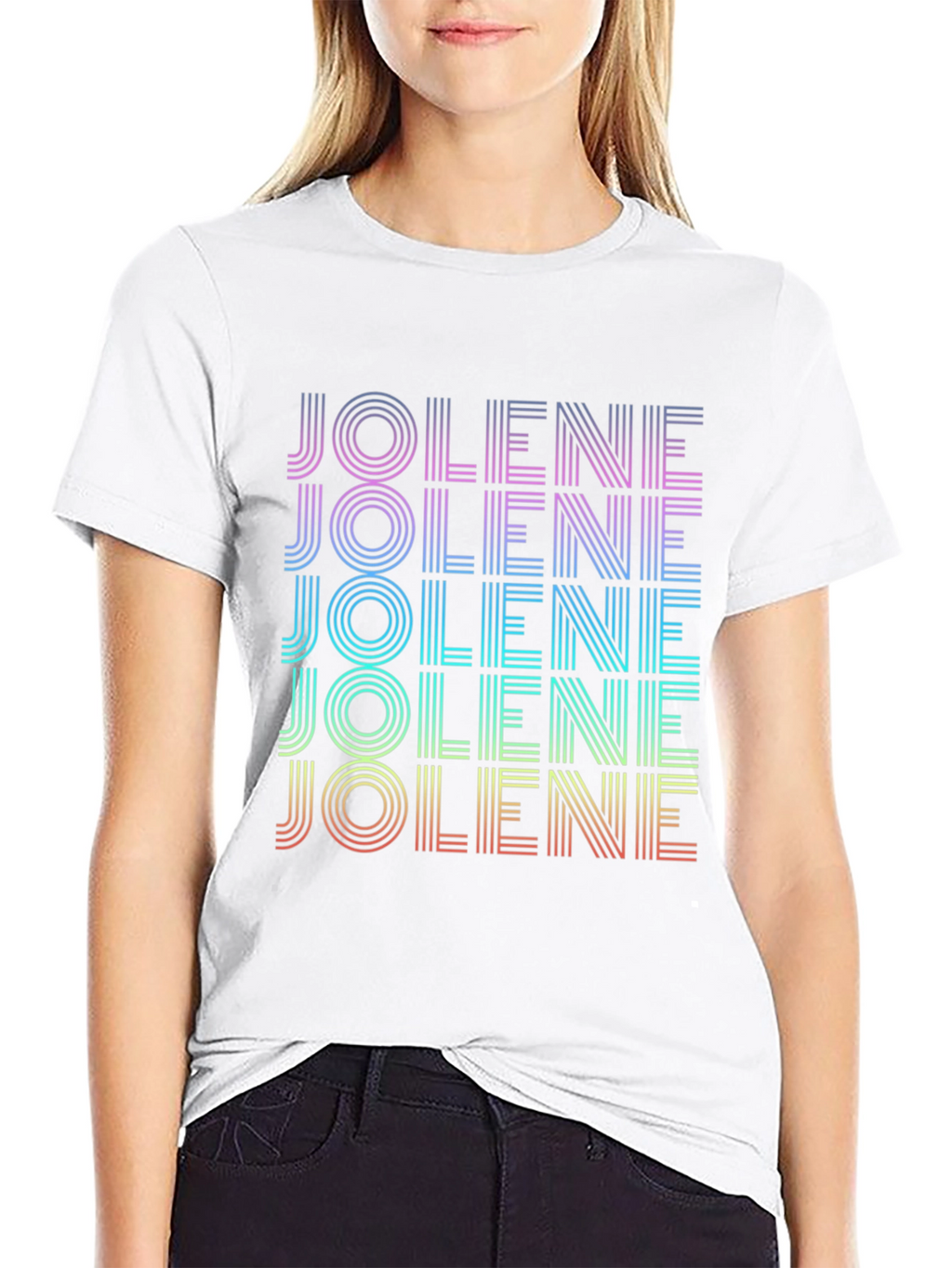 Retro Jolene T-Shirt - Rainbow Text Design