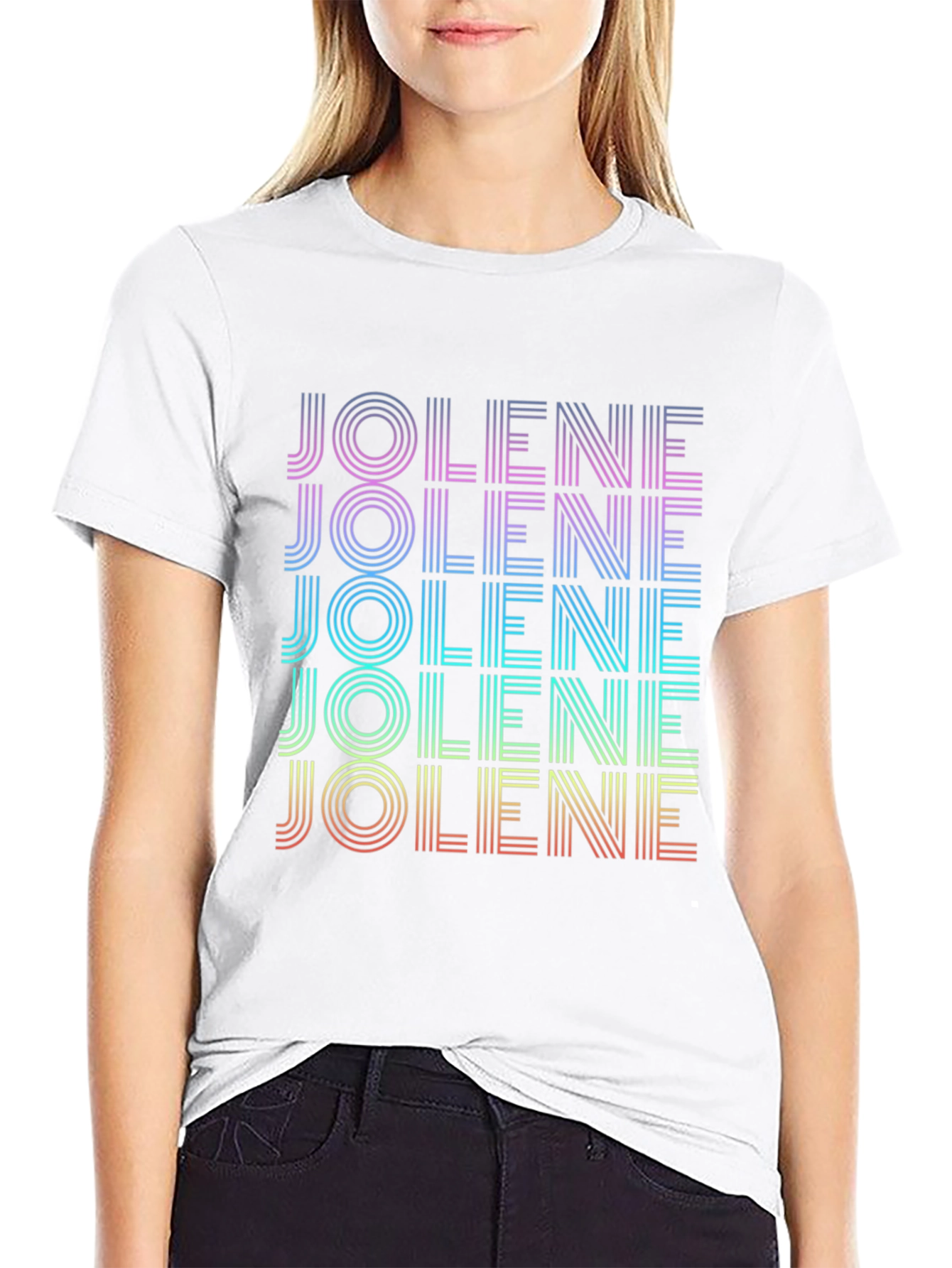 Retro Jolene T-Shirt - Rainbow Text Design