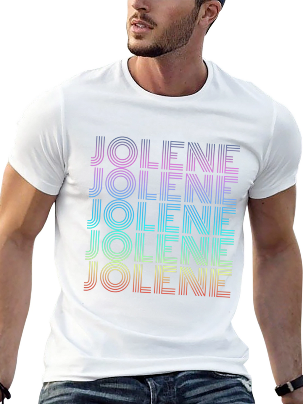 Retro Jolene T-Shirt - Rainbow Text Design