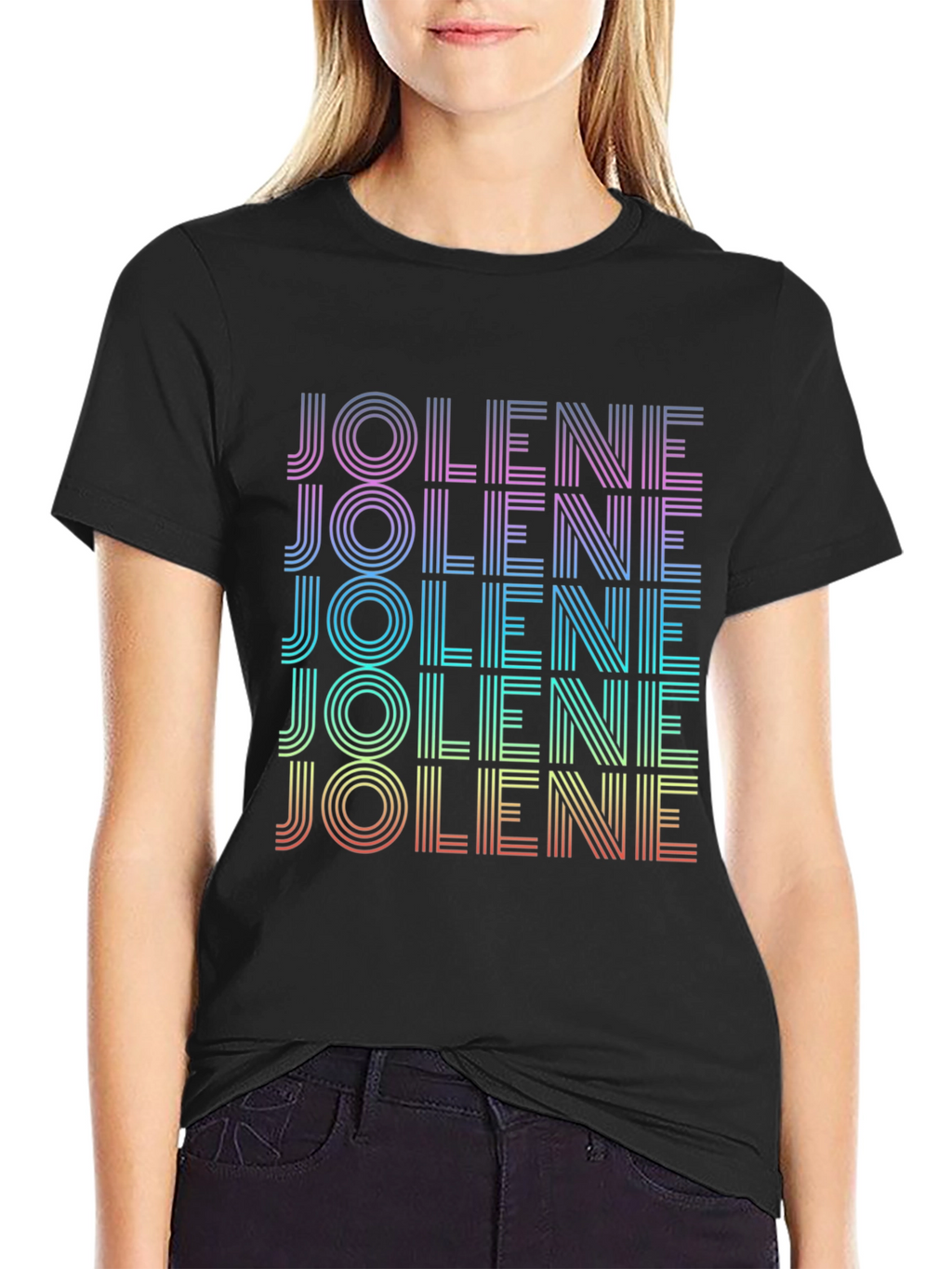 Retro Jolene T-Shirt - Rainbow Text Design