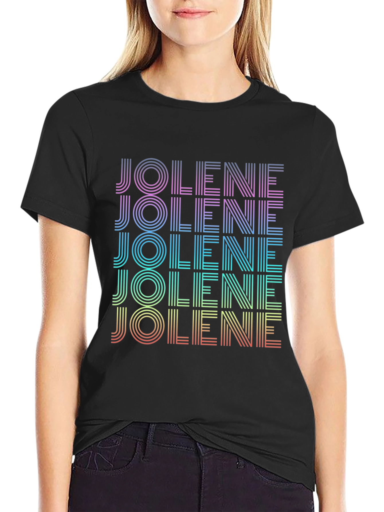 Retro Jolene T-Shirt - Rainbow Text Design