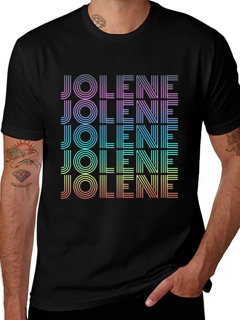 Retro Jolene T-Shirt - Rainbow Text Design