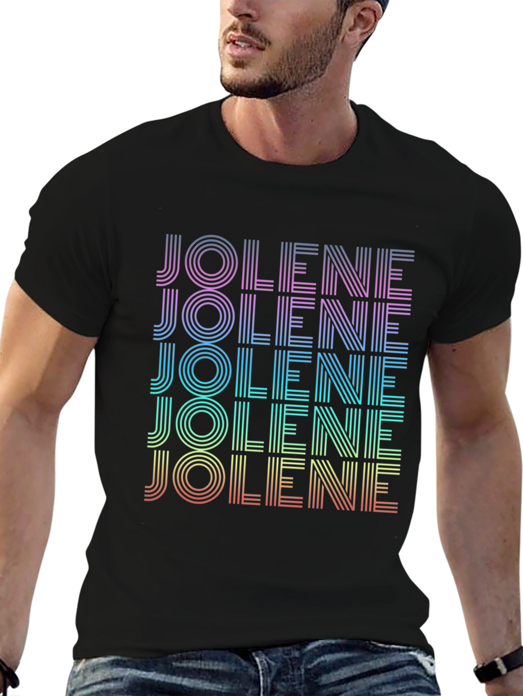 Retro Jolene T-Shirt - Rainbow Text Design