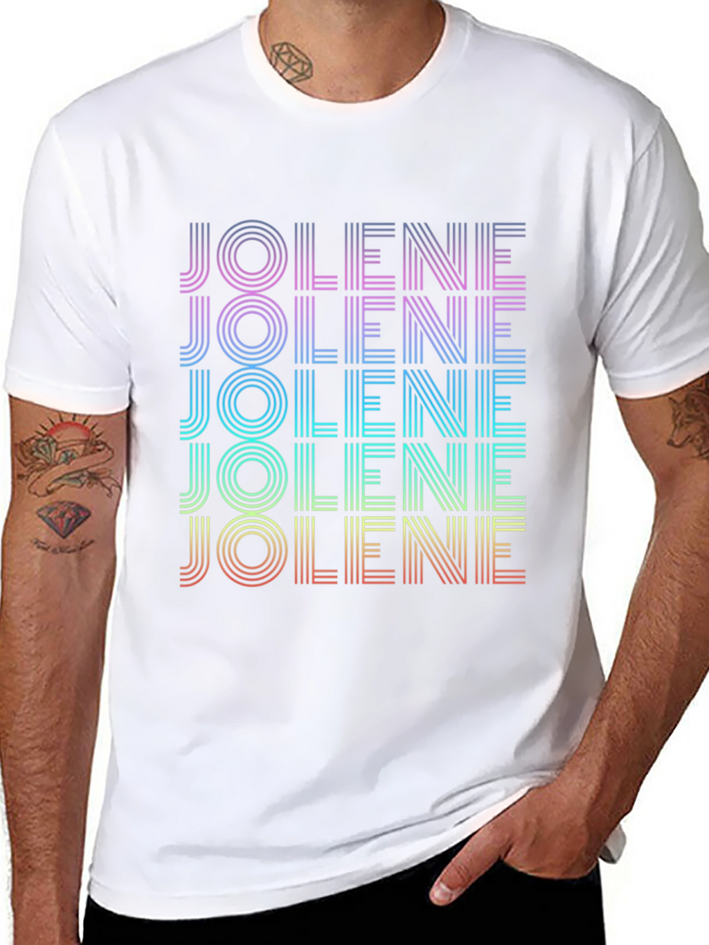 Retro Jolene T-Shirt - Rainbow Text Design