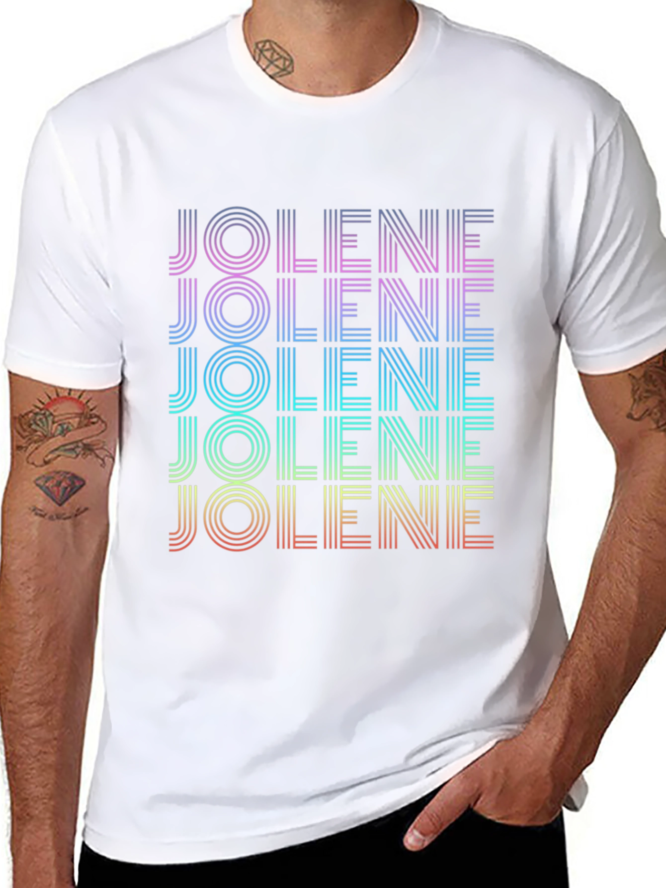 Retro Jolene T-Shirt - Rainbow Text Design