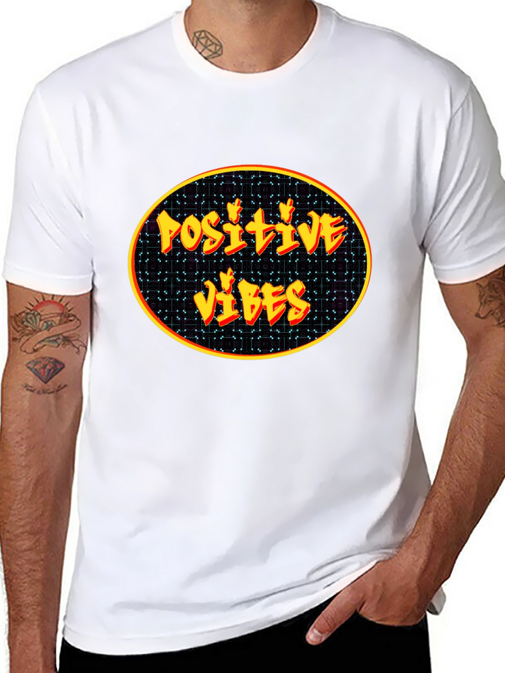 Positive Vibes Graphic Tee - Black Cotton Blend