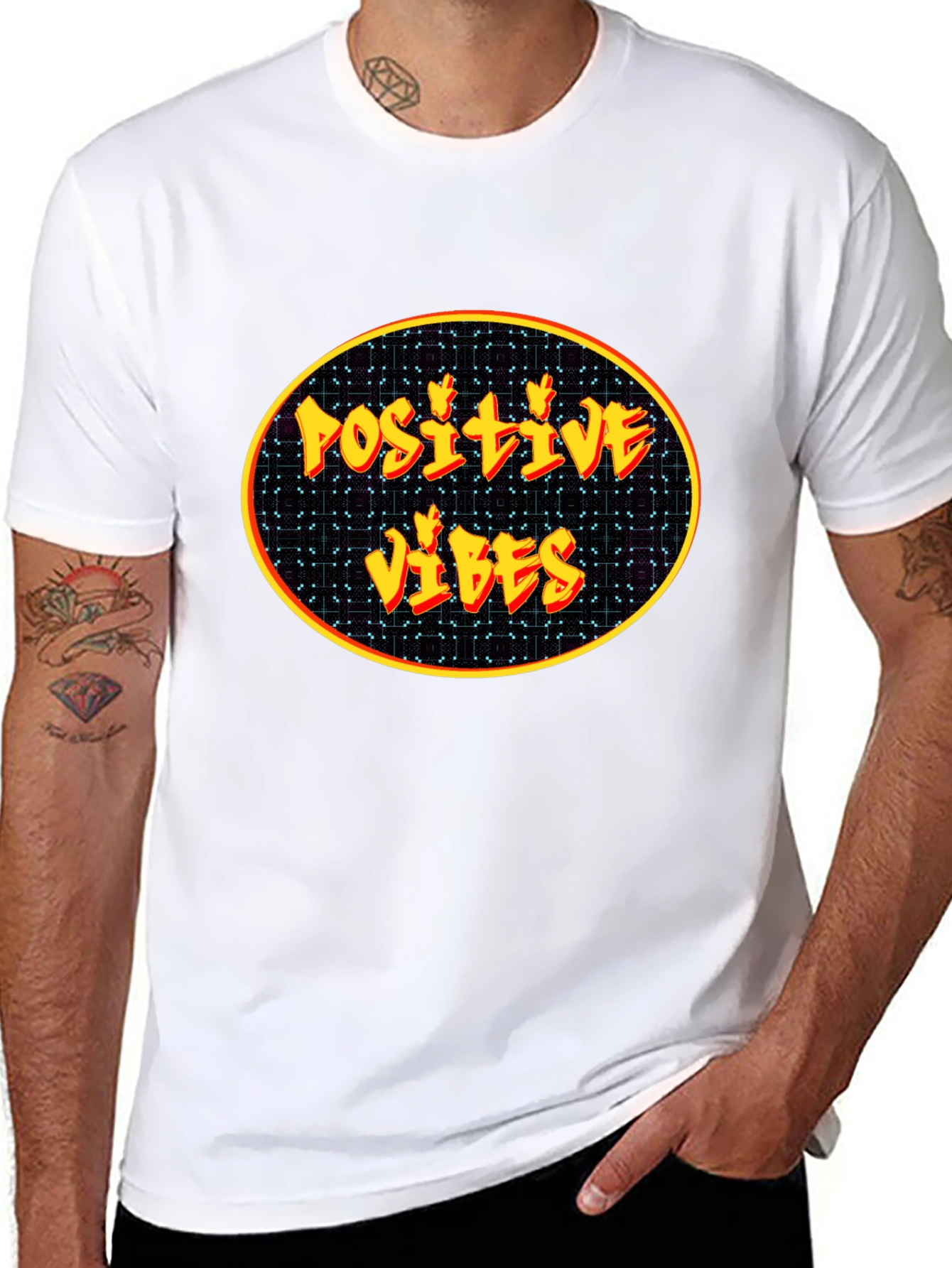 Positive Vibes Graphic Tee - Black Cotton Blend