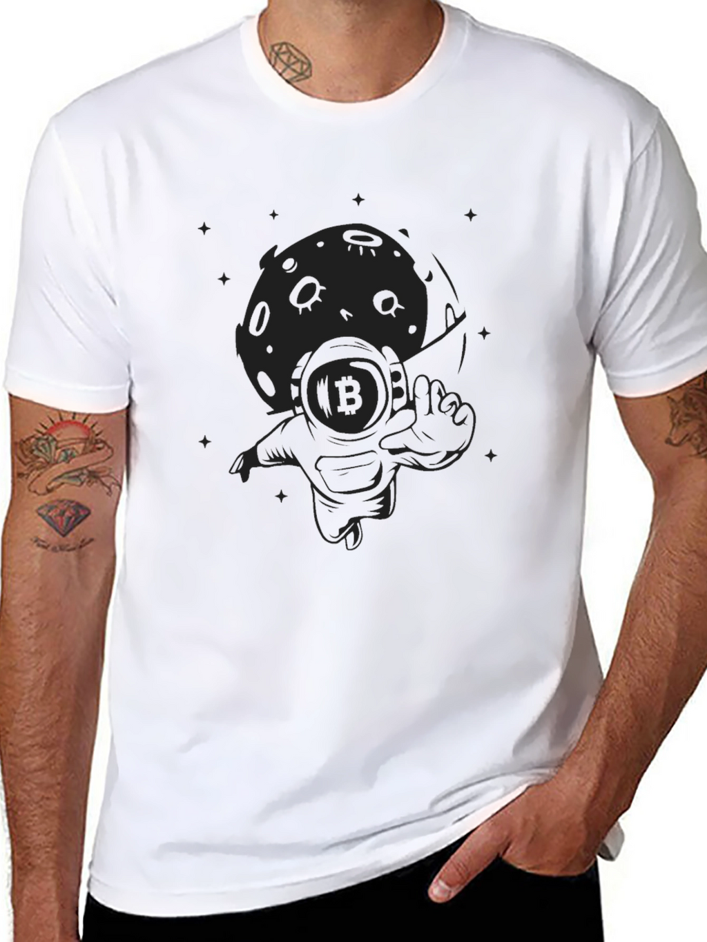 Bitcoin Astronaut Moon Graphic T-Shirt