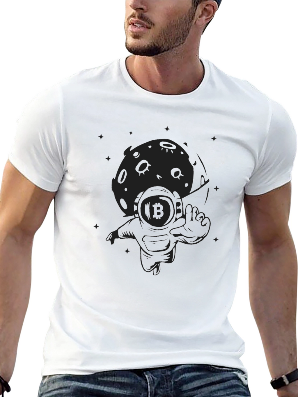 Bitcoin Astronaut Moon Graphic T-Shirt