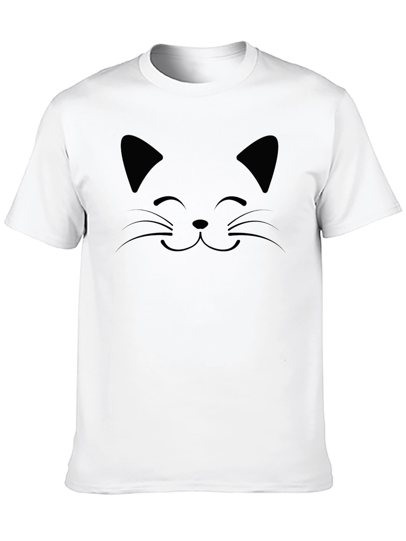 Black Cat Face Graphic T-Shirt - Unisex Crew Neck